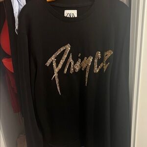 Zara Black Top with Gold Script